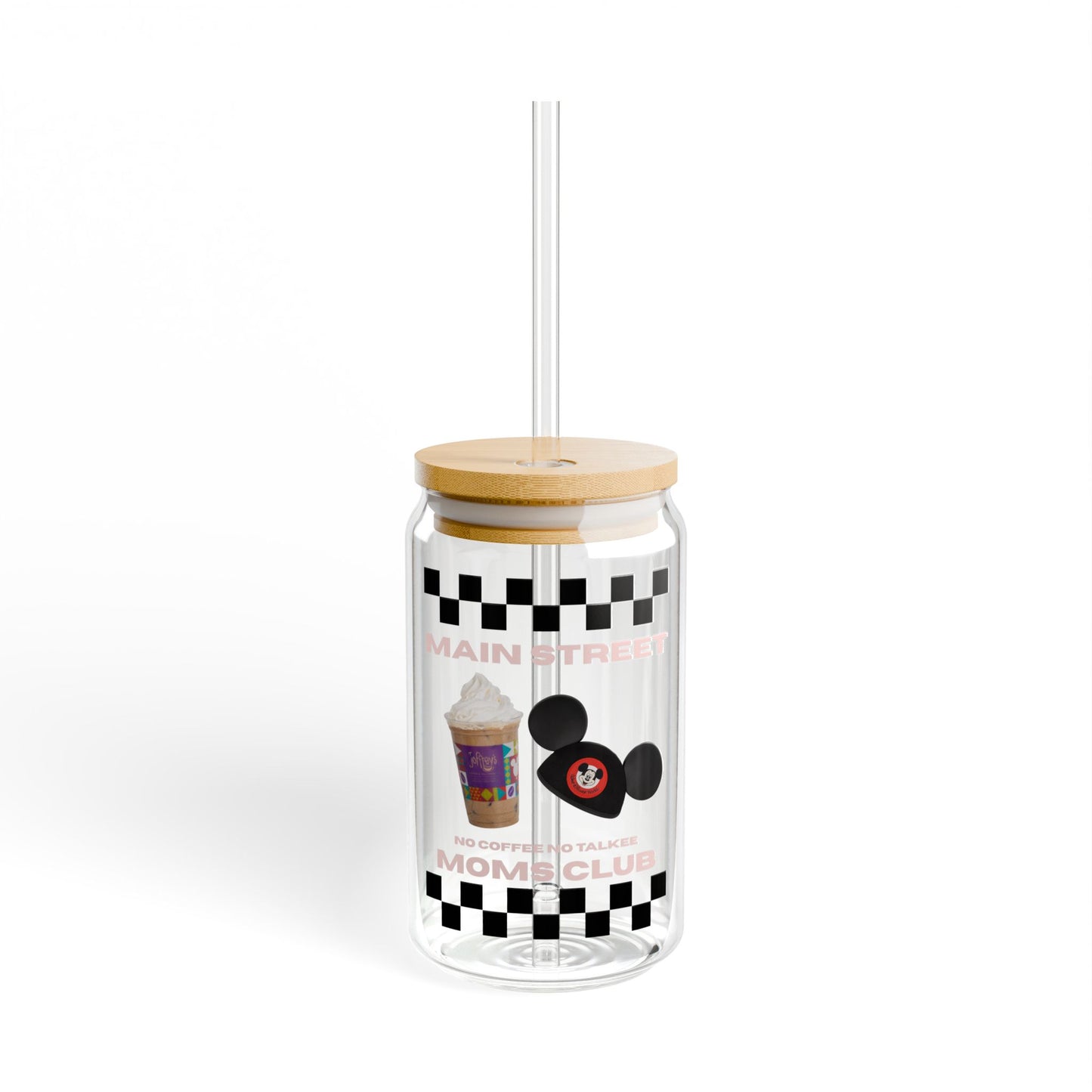 Chic Bamboo Sipper Glass, 16oz | Mom's Club Insulated Drinkware, Unique Coffee Cup, Perfect Gift for Moms, Housewarming, Birthday, Party