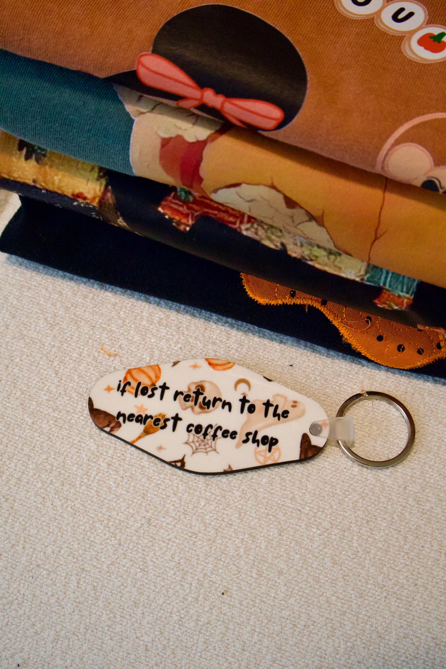 Spooky Coffee Cafe Keychain