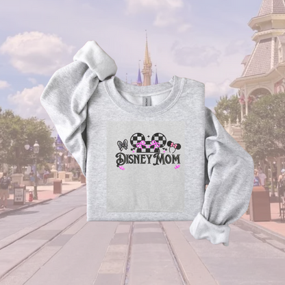 Disney Mom Embroidered Checkered Sweatshirt