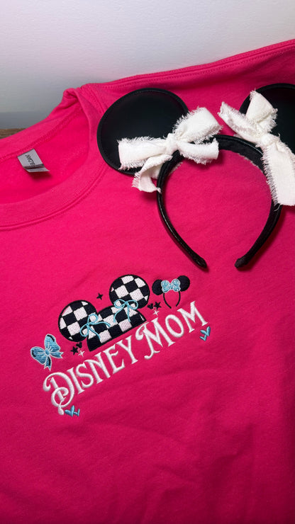 Disney Mom Embroidered Checkered Sweatshirt