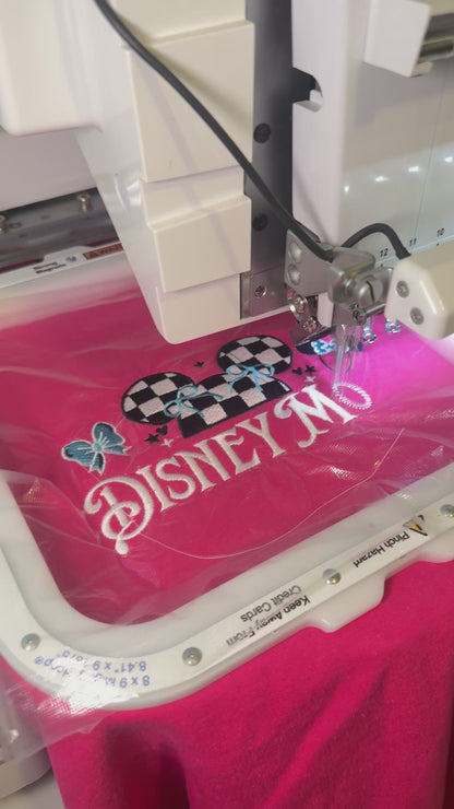 Disney Mom Embroidered Checkered Sweatshirt